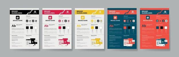 DIN A3 Brand Guideline Template Design, Brand Guideline Layout Set, Minimalist Brand Guidelines, Brand identity Template vector