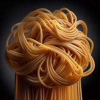 Close up of the spaghetti pasta, created with generative AI photo