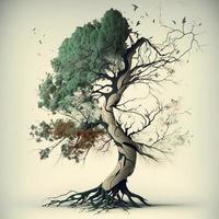 Stylized tree concept, created with generative AI photo