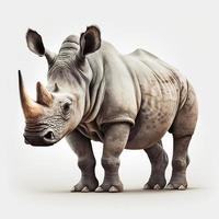 A Majestic Rhinoceros isolated on the white background photo