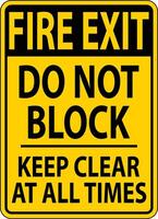 Fire Exit Do Not Block Keep Clear Sign vector