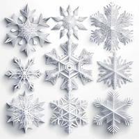 Pack of simple snowflakes, created with generative AI photo