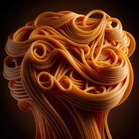 Close up of the spaghetti pasta, created with generative AI photo