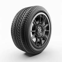 Car tyre on the white background, created with generative AI photo