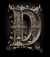 Letter D in victorian style, created with generative AI photo