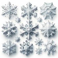 Pack of simple snowflakes, created with generative AI photo