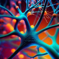 Neurons in vibrant colors, created with generative AI photo