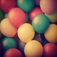 Celebration with multi colored baloons, created with generative AI photo