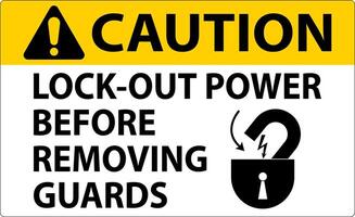 Caution Lock-Out Power Label On White Background vector