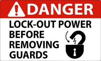 Danger Lock-Out Power Label On White Background vector