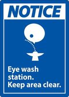 Notice Eye Wash Station Keep Area Clear Sign vector