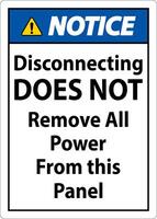 Notice Disconnecting Does Not Remove All Power From this Panel vector