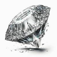 Dazzling diamond on white background, created with generative AI photo