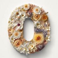 Letter O made of flowers and leaves. Flower font concept, created with generative AI photo