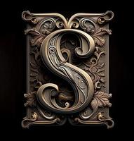 Letter S in victorian style, created with generative AI photo