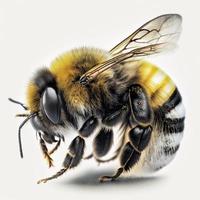 Honey bee on white background, created with generative AI photo