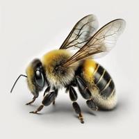 Honey bee on white background, created with generative AI photo