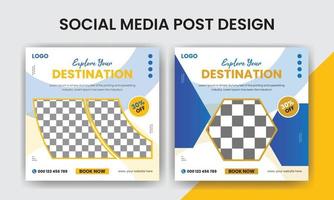 Traveling social media post design vector