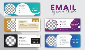 Modern email signature design bundle vector