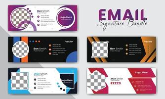 Modern email signature design bundle vector