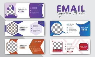 Modern email signature design bundle vector