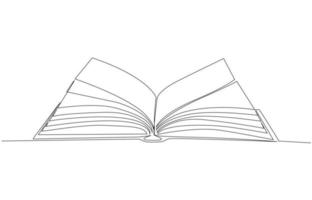 One line vector drawing of a book . Vector illustration