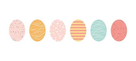 A set of different Easter eggs in cartoon cute colors on a white background. Vector illustration for creating cards, posters.