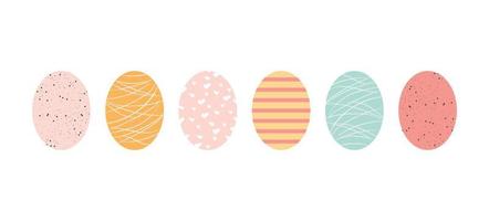 A set of different Easter eggs in cartoon cute colors on a white background. Vector illustration for creating cards, posters.