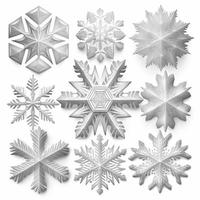 Pack of simple snowflakes, created with generative AI photo