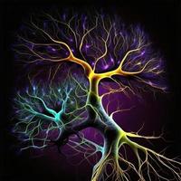 Neurons in vibrant colors, created with generative AI photo