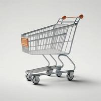 Shopping cart on the white background, created with generative AI photo