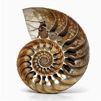 Ammonite fossil on the white background, created with generative AI photo