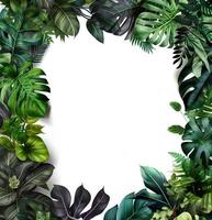 Tropical leaves frame with copy space, created with generative AI photo