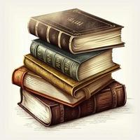 Books stacked on top of each other, created with generative AI photo