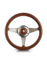 Leather steering wheel on white background, created with generative AI photo