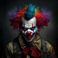 Crazy evil clown, created with generative AI photo