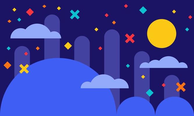Abstract fun geometric landscape illustration background