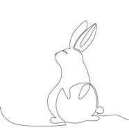 The Easter Bunny is drawn with a continuous single line. vector