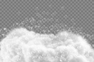 Bath foam isolated on transparent background. Shampoo bubbles texture.Sparkling shampoo and bath lather vector illustration.