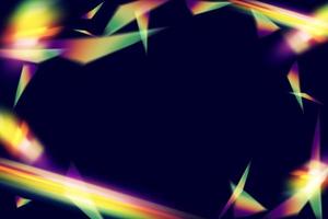 A set of colourful vector lens, crystal rainbow light and flare transparent effects.Overlay for backgrounds.Triangular prism concept.