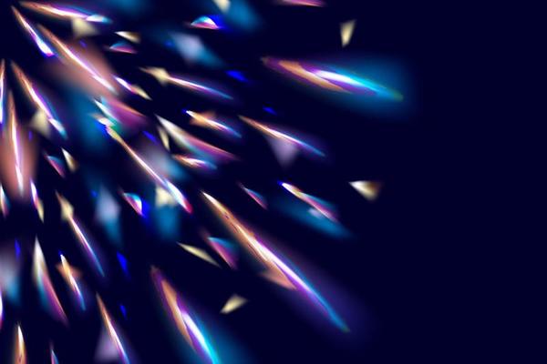 A set of colourful vector lens, crystal rainbow light and flare transparent effects.Overlay for backgrounds.Triangular prism concept.