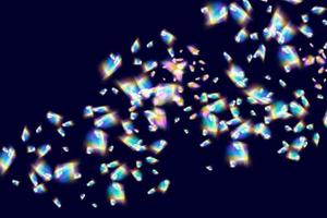 A set of colourful vector lens, crystal rainbow light and flare transparent effects.Overlay for backgrounds.Triangular prism concept.