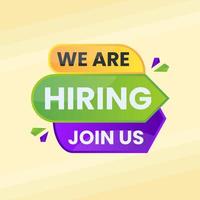 colorful we are hiring join us announcement banner vector