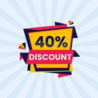 40 percent discount price tag design vector