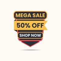 mega sale up to 50 percent off shop now offer banner design vector