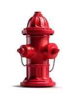 Red hydrant isolated on white background, created with generative AI photo
