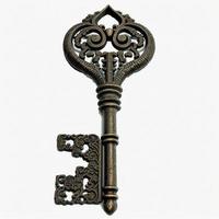 Old antique key on white background, created with generative AI photo