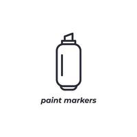 Vector sign paint markers symbol is isolated on a white background. icon color editable.