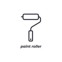 Vector sign paint roller symbol is isolated on a white background. icon color editable.