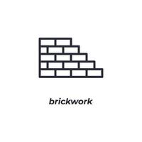 Vector sign brickwork symbol is isolated on a white background. icon color editable.